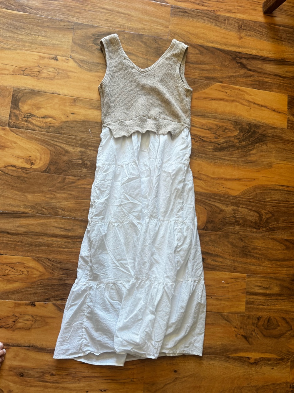 Say What? Two-Tone Maxi Dress in Beige and White - Picture 4 of 4